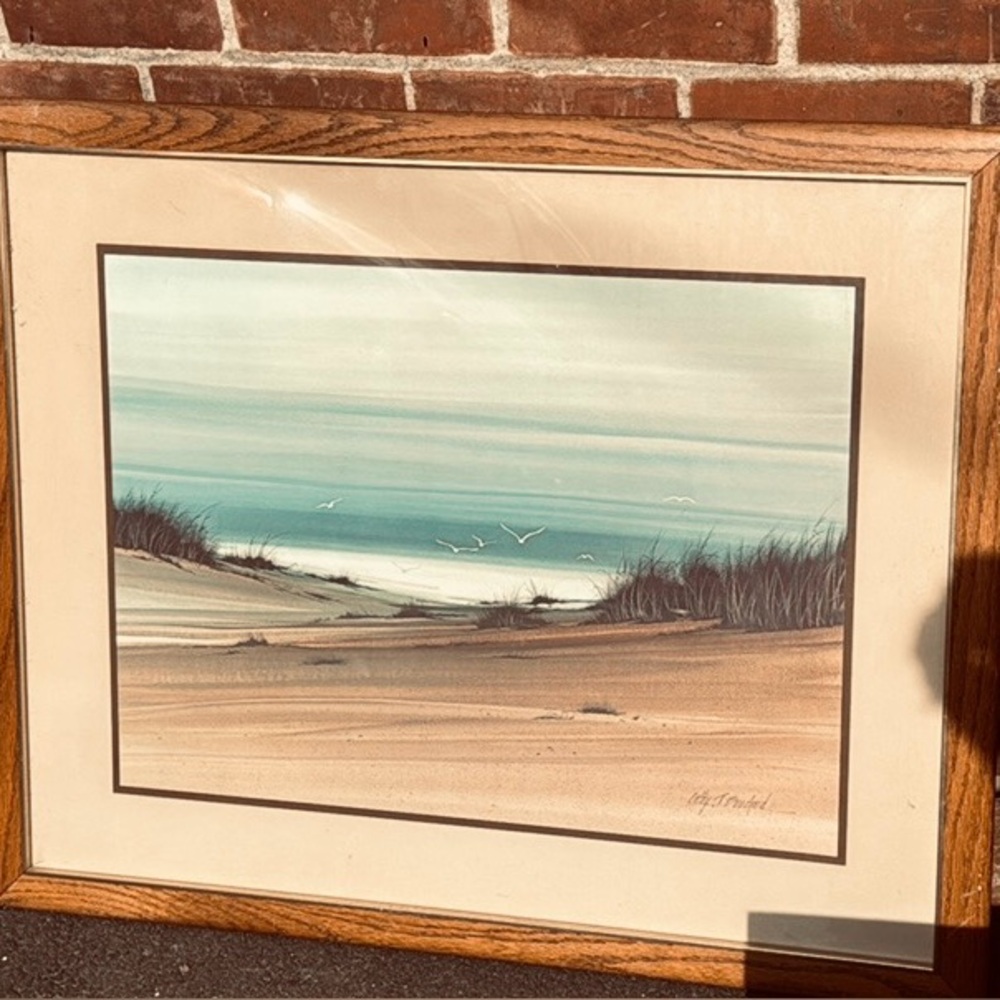 Beautiful beach themed print professionally framed by artist Kathi J Bouchard.